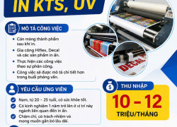 [LÀM NGAY] 2 LAO ĐỘNG PHỔ THÔNG NGÀNH IN