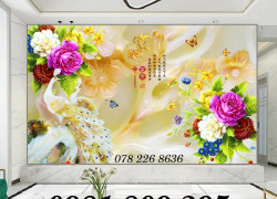 Tranh gạch 3d chim công