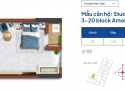 Duy nhất căn hộ Studio 36.52m2, tầng cao, giá gốc từ Chủ đầu tư, nhận nhà cuối năm
