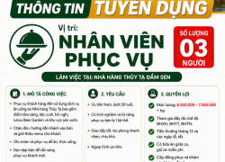 Nhà hàng Thủy Tạ Đầm Sen Tuyển nhân viên phục vụ