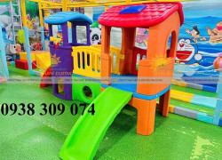 Bộ nhà leo cầu trượt 2 khối , Cầu trượt liên hoàn 2 khối đa năng