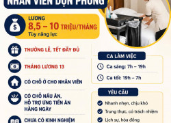 [KO CẦN KN, BAO ĂN Ở] NHÂN VIÊN DỌN PHÒNG TP.HCM