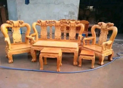 Bàn ghế phòng khách gỗ gõ đỏ
