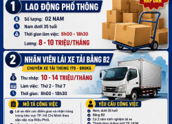 TUYỂN NHÂN VIÊN LÁI XE TẢI VÀ LĐPT BÌNH TÂN
