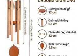 Chuông gió 6 ống màu vàng