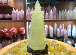 Tháp Văn Xương Thạch Anh Vàng 27cm 9 tầng