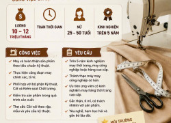 [BAO ĂN Ở] TUYỂN 10 THỢ MAY & THỢ CẮT TP. THỦ ĐỨC
