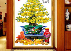 Tranh gạch cây mai vàng 3d - LMVC74