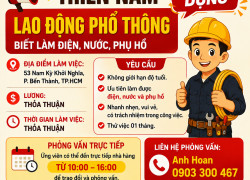 TUYỂN LAO ĐỘNG PHỔ THÔNG [BIẾT ĐIỆN NƯỚC PHỤ HỒ]