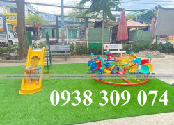 Đu quay trên ray 6 ngựa dành cho trẻ em, đu quay đạp chân trên ray mầm non