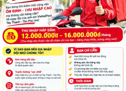 VIETTELPOST TÂY THẠNH TUYỂN NHÂN VIÊN GIAO NHẬN