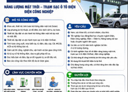 TUYỂN NV KỸ THUẬT TRẠM SẠC Ô TÔ ĐIỆN – ĐIỆN CN