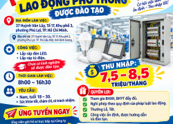 TUYỂN LAO ĐỘNG PHỔ THÔNG – ĐƯỢC ĐÀO TẠO