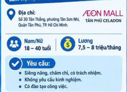 TUYỂN NHV BÁN HÀNG – ĐÓNG GÓI AEON MALL TÂN PHÚ