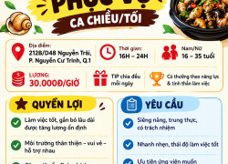  TUYỂN NHÂN VIÊN PHỤC VỤ – CA CHIỀU/TỐI 