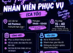 TUYỂN NỮ NHÂN VIÊN PHỤC VỤ QUẬN 1 (CA TỐI)