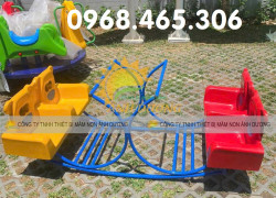 Bập bênh 4 ghế gấu trẻ em, bập bênh sắt mầm non ngoài trời