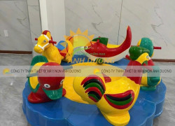 Đu quay mâm có ray cho trẻ mầm non, xích đu 3 con giống trẻ em