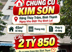 Bán CC Kim Sơn 1, Bình Lợi ,Đặng Thùy Trâm 45m2 có thang máy Sổ riêng 2.85tỷ