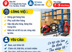 Tuyển Nhân Viên Phụ Kho Phụ Tùng Xe Máy Nhớt