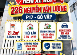 Bán nhà căn góc HXH 226 Nguyễn Văn Lượng P17 Gò Vấp 21m2 2PN giá 2.6tỷ