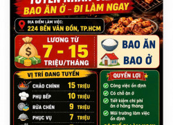 [BAO ĂN Ở, LÀM NGAY] NHÂN VIÊN QUÁN NƯỚNG QUẬN 4