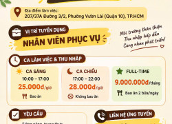 OSAN FOOD TUYỂN  NHÂN VIÊN PHỤC VỤ QUẬN 10