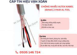 Cáp tín hiệu vặn xoắn chống nhiễu Altek Kabel 18AWG 2 Pair AL Foil