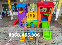 Bộ cầu trượt 2 khối nhà cho bé, nhà leo cầu trượt cho bé nhập khẩu