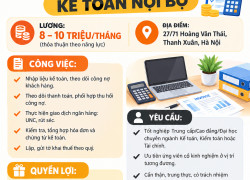 TUYỂN KẾ TOÁN NỘI BỘ THANH XUÂN