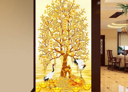 Tranh gạch cây tiền vàng 3d - NBV33