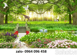 Tranh gạch 3d phong cảnh vườn hoa thiên nhiên - 23CV