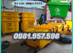 Xe rác nhựa 660L, xe đẩy rác 4 bánh, xe đẩy rác công nghiệp