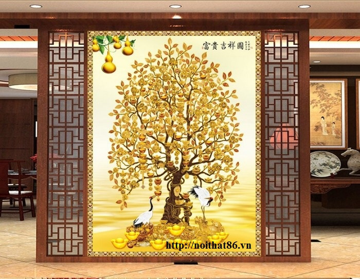 Gạch tranh 3d cây tiền lộc vàng HP5626