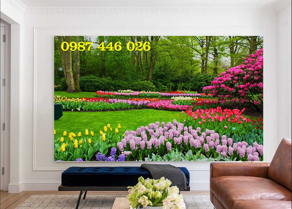 Gạch tranh vườn hoa tuylip 3d HP14