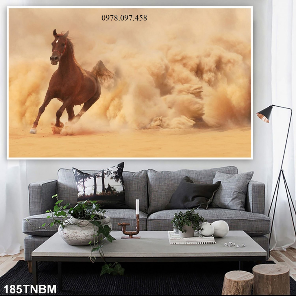 Gạch tranh trang trí hình ngựa dán tường