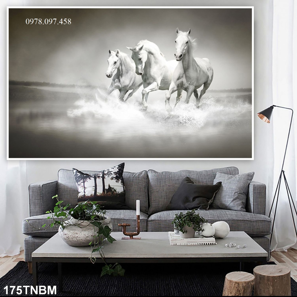 Gạch tranh trang trí hình ngựa dán tường