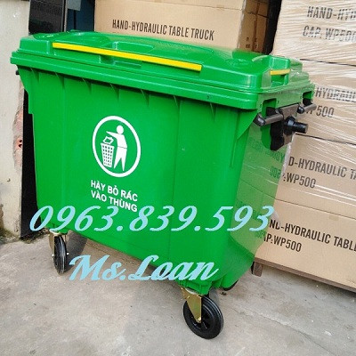 Thùng rác 660L, xe thu gom rác công nghiệp chất lượng tốt 0963.839.593 Thanh Loan