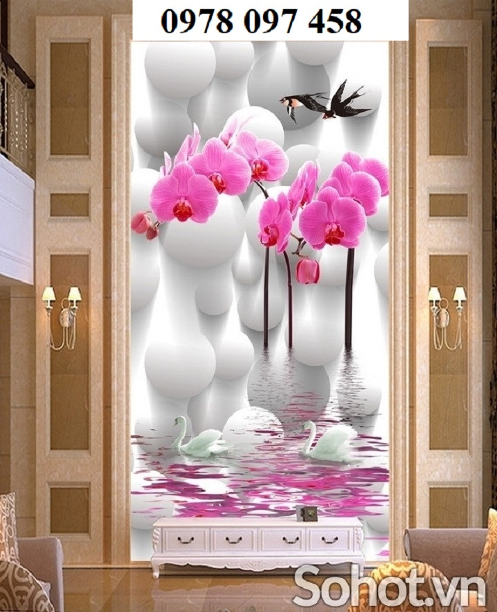 Gạch tranh hoa lan 3D trang trí nhà