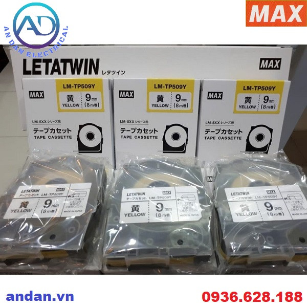 [CHÍNH HÃNG] Băng nhãn in MAX LM-TP509Y, LM-TP509W, LM-TP512Y, LM-TP512W, dùng cho máy in đầu cốt LM-550A, LM-550E