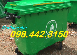 Thùng rác 660 lít nhựa HDPE - 4 bánh xe - nắp kín - màu xanh lá giá siêu rẻ call 0984423150 – Huyền